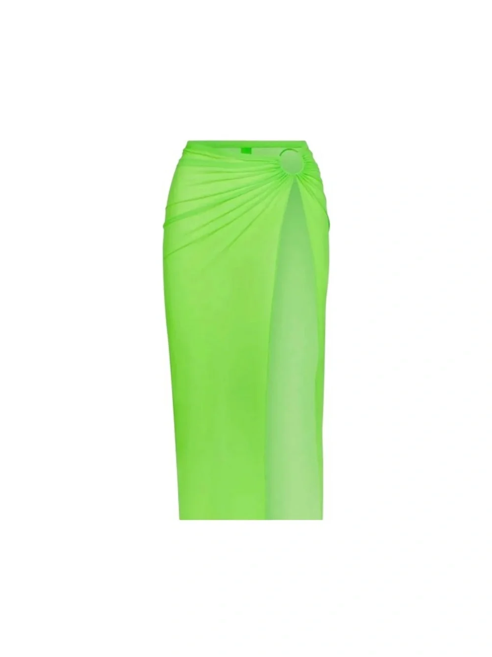 SKIMS Swim Sarong Skirt 3X Neon Green Mesh Ring Maxi Cover Up NWT Festival